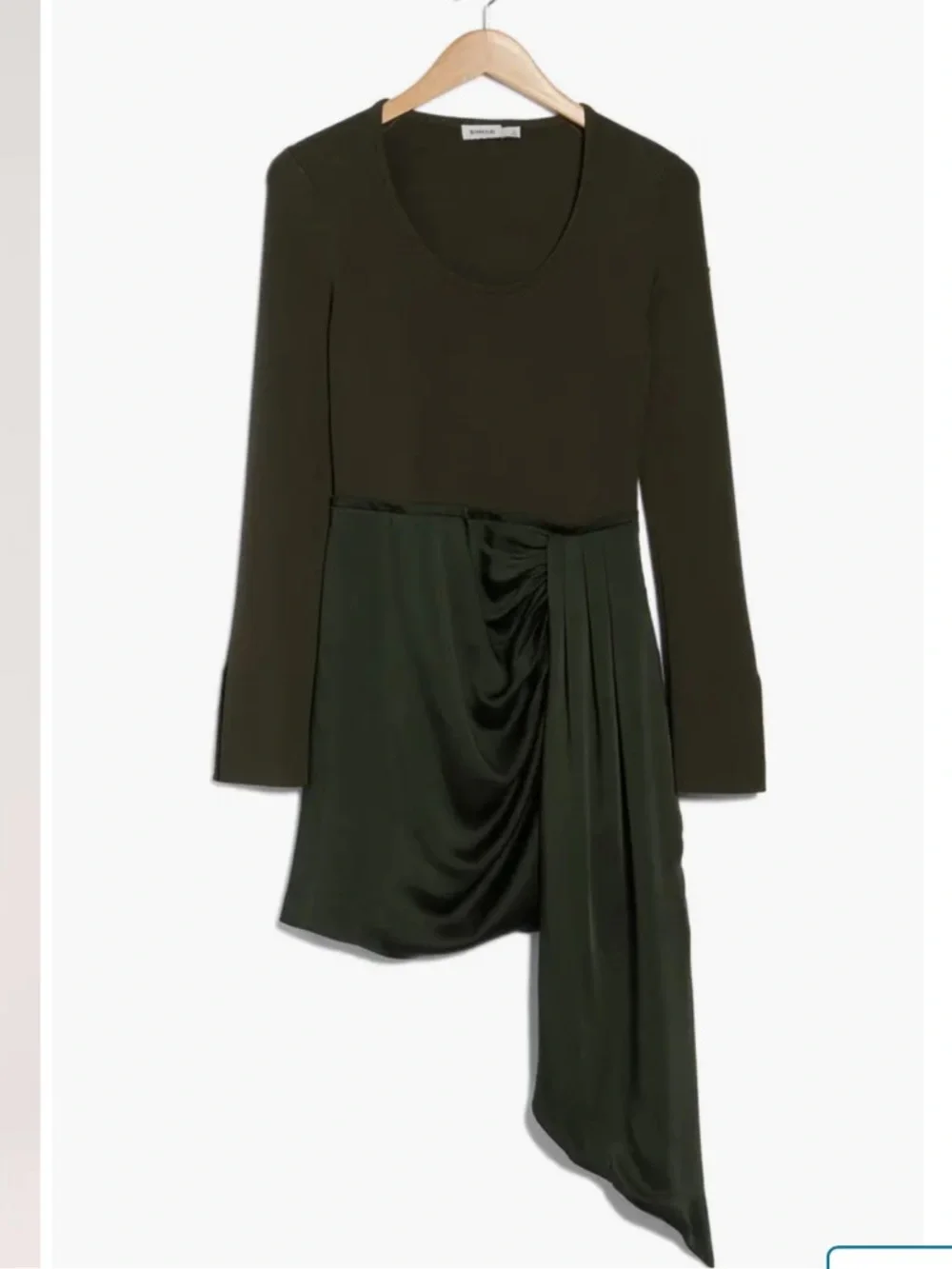 NWT SIMKHAI Springer Moss Green Long-Sleeve Mixed Media Mini Dress - Picture 12 of 14